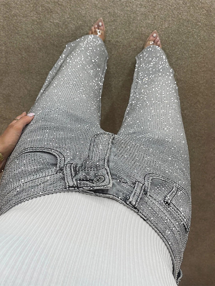 ZENQO™ – SHINY RHINESTONE JEANS